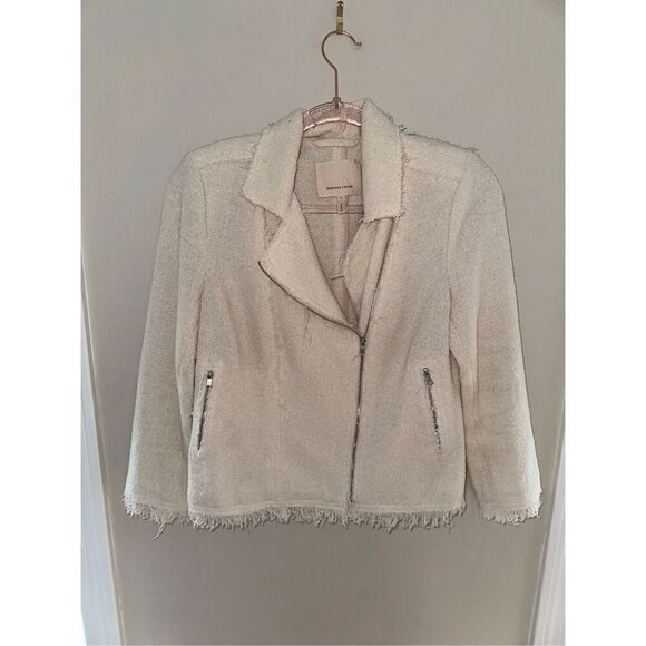 Rebecca Taylor Summer Star Cream Moto Style Tweed Jacket Size 6 Retail $495 - Picture 1 of 3